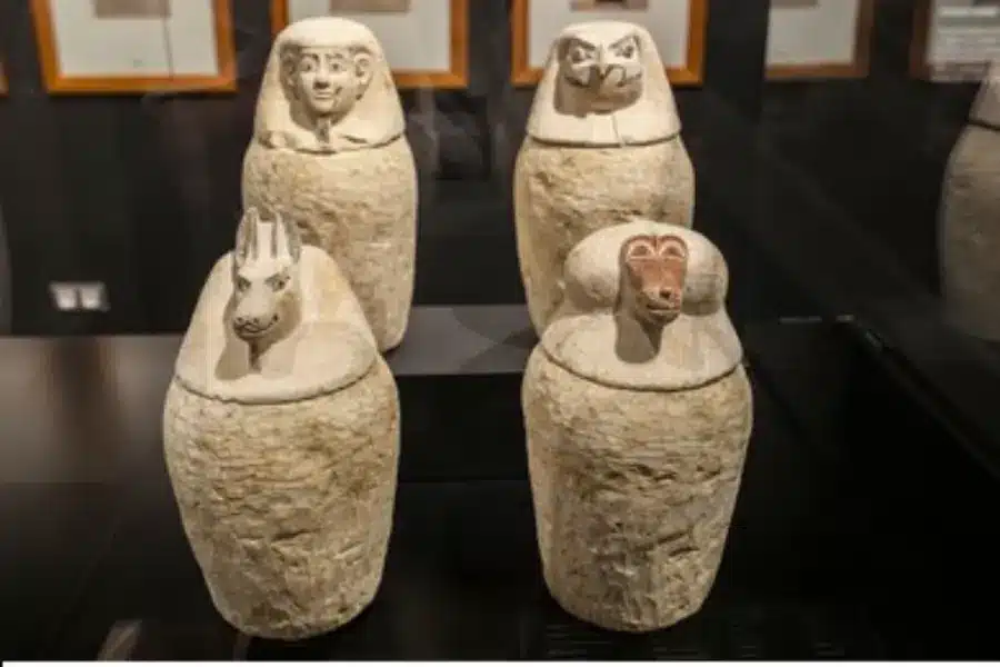 Canopic Jars having the four sons of god Horus - Canopic Jars in Ancient Egypt: Meaning, Purpose, and the Four Sons of Horus- Egypt Tours Group