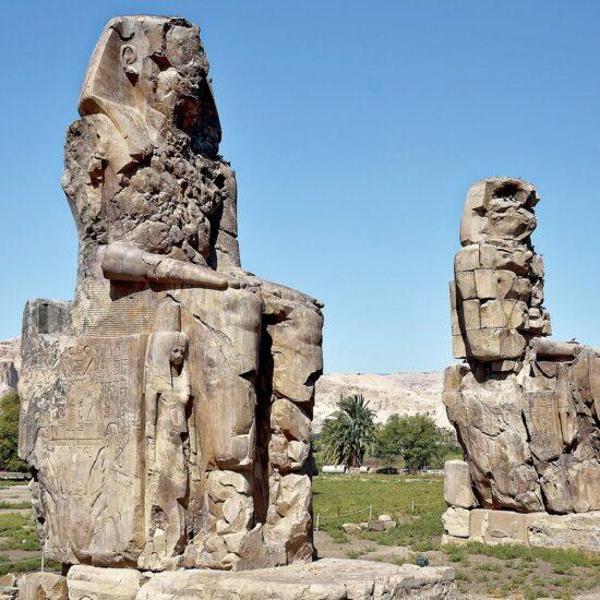Colossi of Memnon statues in Luxor West Bank during 6 Days Egypt Tour