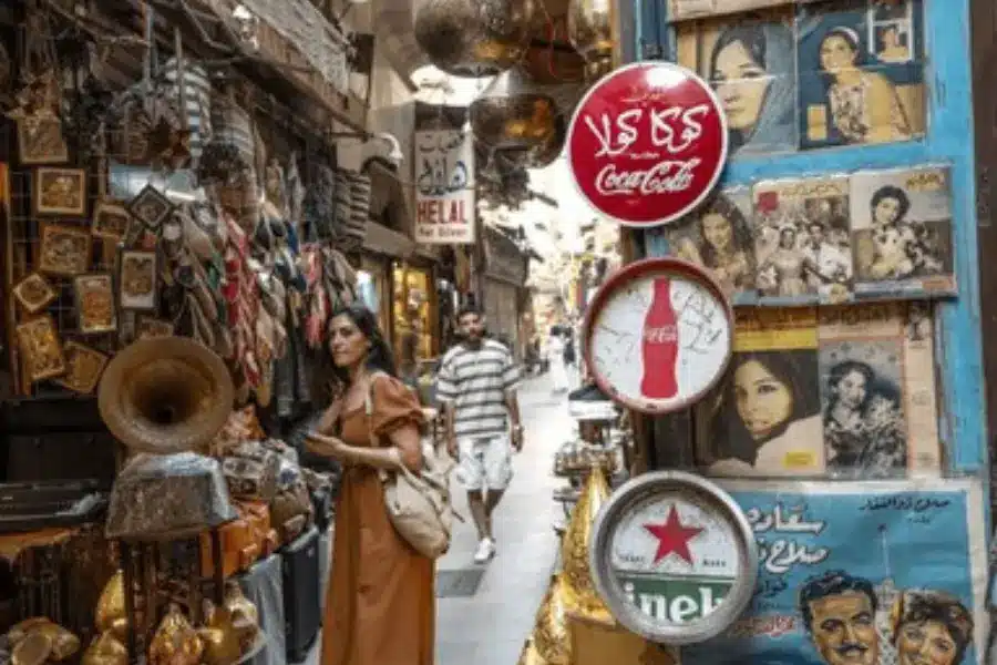 A female tourist discovering the Egyptian streets.