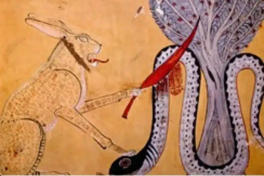 The great cat of Heliopolis taking a knife to the serpent's neck under the sacred tree - Apophis (Apep): The Ancient Egyptian Serpent of Chaos and Enemy of the Sun God Ra - Egypt Tours Group