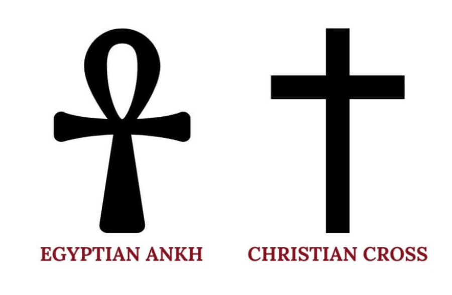 Comparison between the Ankh and the cross symbols.
