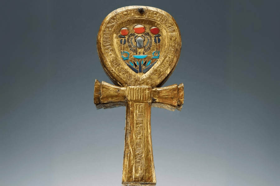 Ancient Egyptian artifact featuring the Ankh symbol.