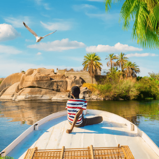 Tourist on a felucca in Aswan