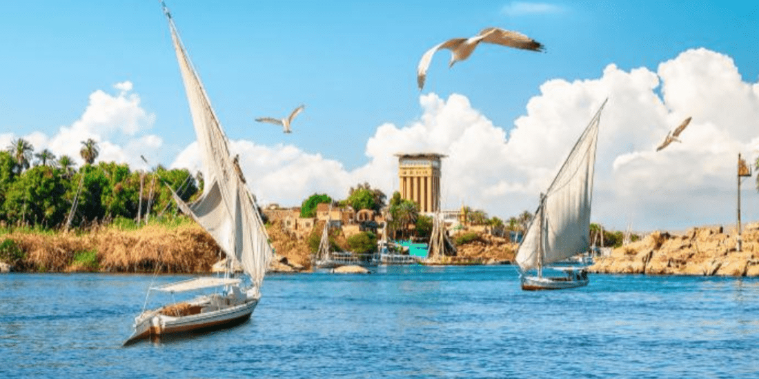 Traditional felucca on the Nile River, Aswan