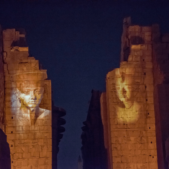 Colorful lights at Karnak Temple show - Sound and Light Show at Karnak Temple