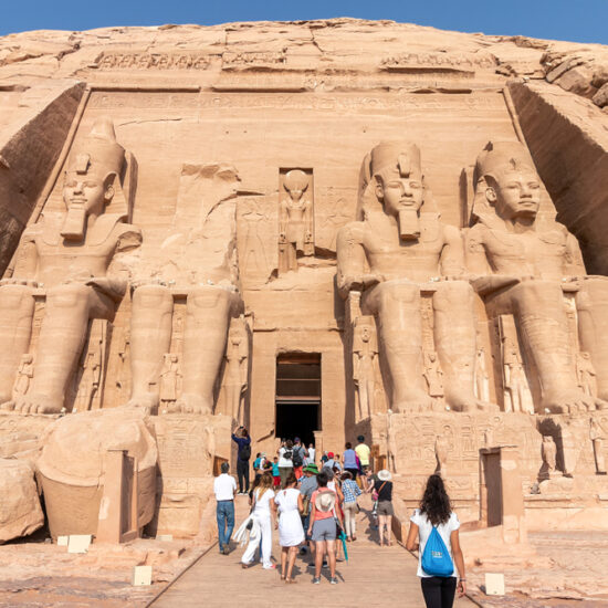 Majestic statues at the entrance of Abu Simbel Temple - 13 Days Cairo, Alexandria, Siwa, Abu Simbel & Luxor Tour