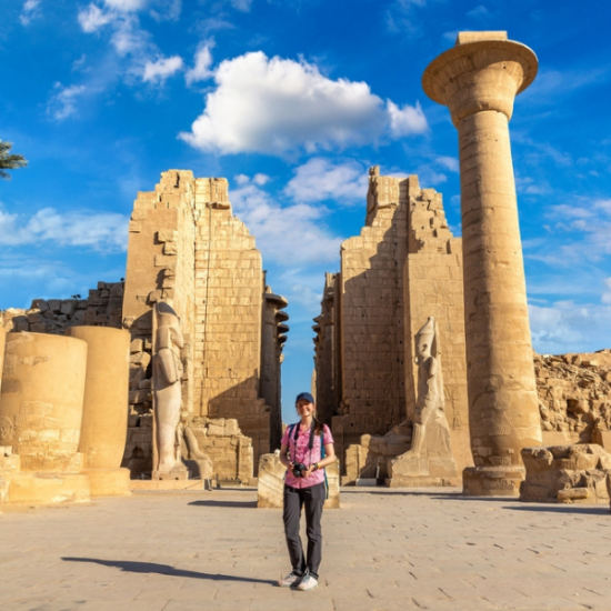 Massive columns at Karnak Temple in Luxor - 14 Days Cairo, Luxor, Hurghada & Oases Tour Package