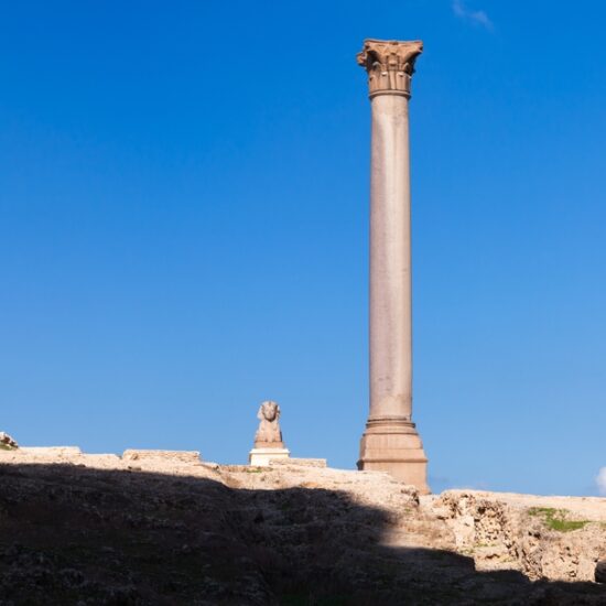 Pompey’s Pillar standing tall in Alexandria.