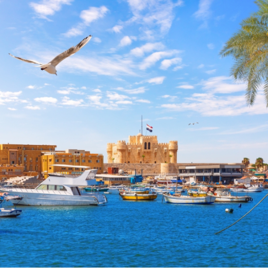 Qaitbay Citadel overlooking the Mediterranean Sea in Alexandria - 16 Days Cairo, Nile Cruise, Hurghada & Siwa Tour
