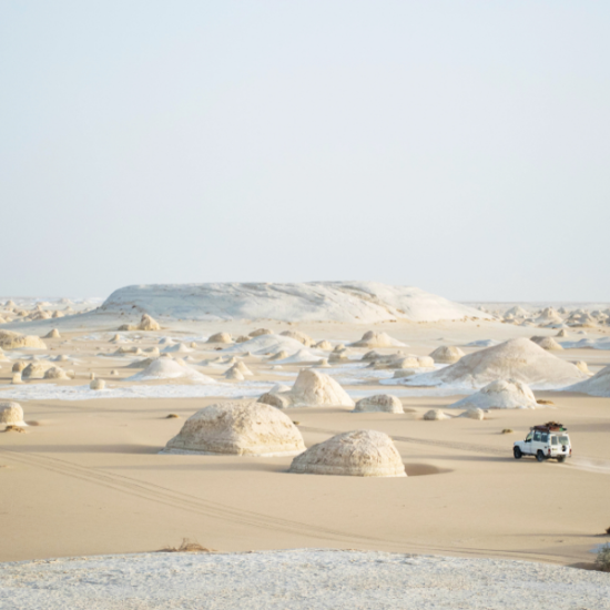 Unique limestone formations in Egypt's White Desert - 14 Days Cairo, Luxor, Hurghada & Oases Tour Package