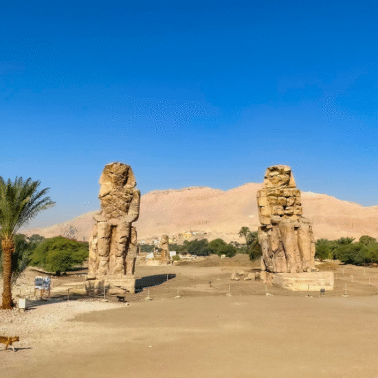 Colossi of Memnon – Majestic guardians of ancient Thebes - 10 Days Nile Cruise, Abu Simbel & Cairo – Egypt Vacation.