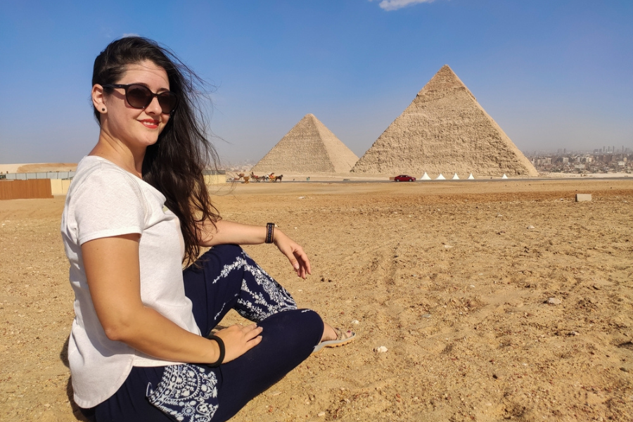 Pyramids of Giza with the Sphinx.