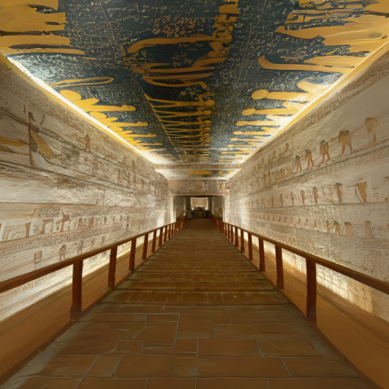 Interior passage inside the Great Pyramid of Giza, showcasing the ancient stone corridors - 5 Days Cairo and Fayoum Tour including the Grand Egyptian Museum