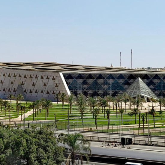 Exterior of the Grand Egyptian Museum in Cairo.