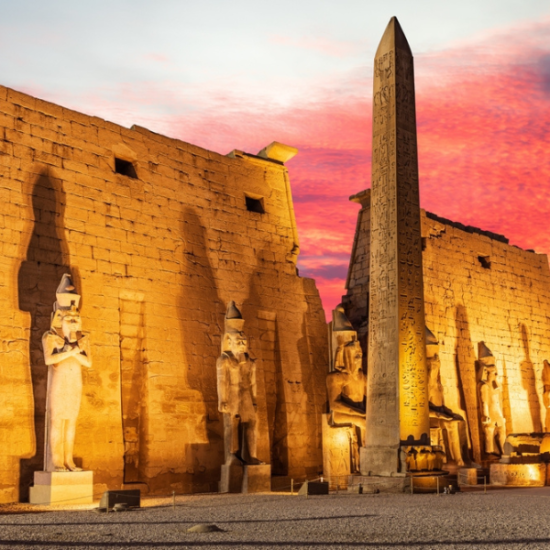 Illuminated Luxor Temple at night - 14 Days Cairo, Hurghada, Nile Cruise & Alexandria Tour