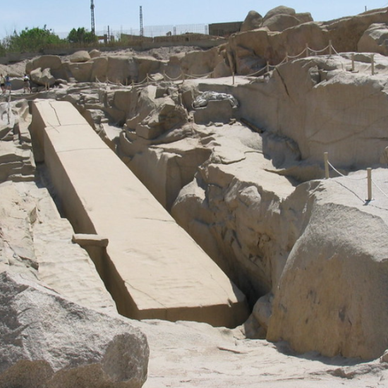 The Unfinished Obelisk in Aswan, showcasing ancient stone-carving techniques.