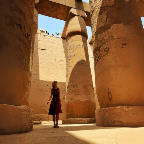 Hatshepsut’s temple stands quietly in the cliffs — a symbol of strength and legacy.