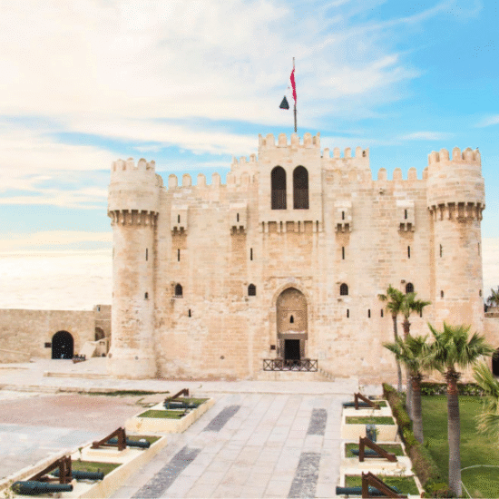 Qaitbay Citadel overlooking the Mediterranean Sea in Alexandria, Egypt - Overnight Alexandria Tour from Cairo.