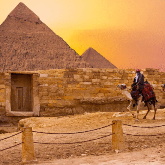 Giza pyramids with the Sphinx under blue sky - 6 Days Easter Tour in Cairo, Luxor, Aswan & Abu Simbel