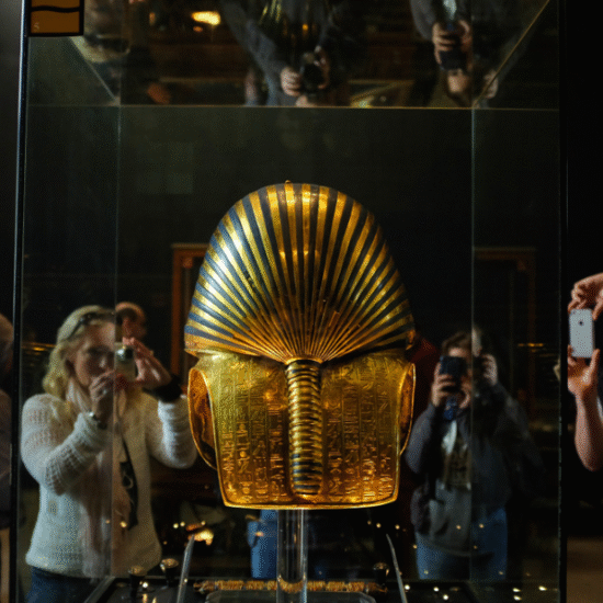 Modern architecture of the Grand Egyptian Museum near the pyramids