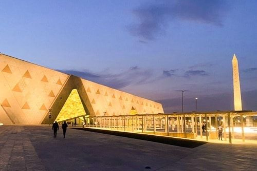 Modern exterior of the Grand Egyptian Museum
