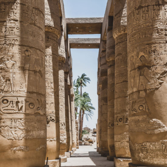 Hypostyle Hall with massive columns at Karnak Temple