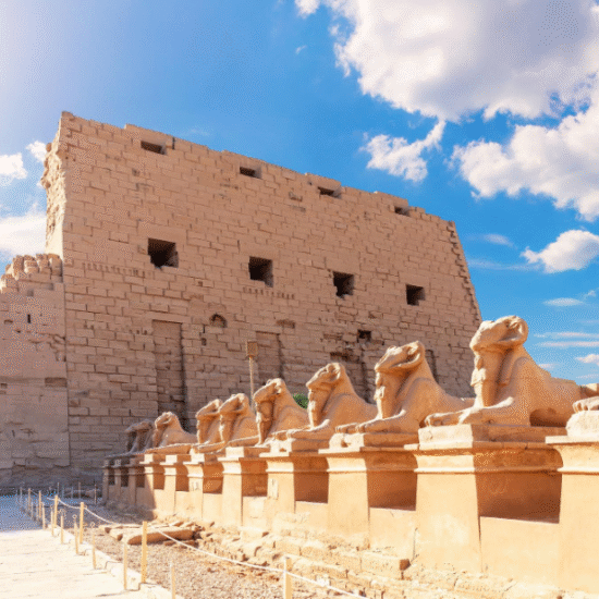 Massive columns of Karnak Temple complex