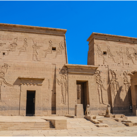Temple of Isis on Philae Island surrounded by water