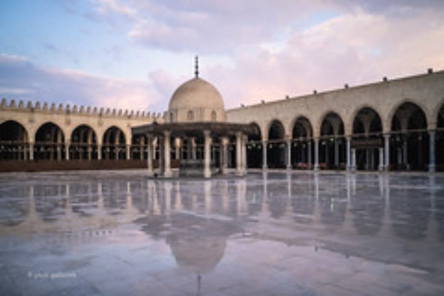 the court of Mosque of Amr Ibn Al As at Cairo - Amr Ibn Al-Aas Mosque_The First and oldest mosque ever built in Africa - Egypt Tours Group