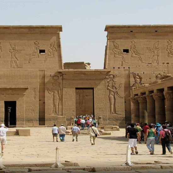 Philae Temple in Aswan, Egypt ancient island temple dedicated to the goddess Isis.