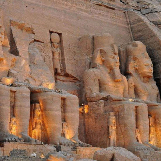 The magnificent Abu Simbel Temple in Aswan, Egypt.