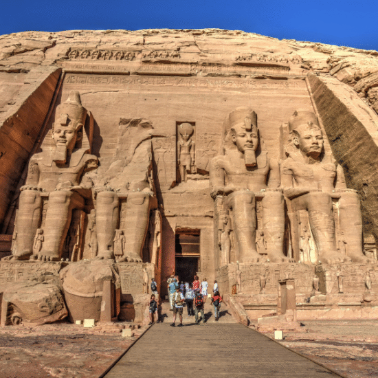 Abu Simbel Temple in Aswan, Egypt colossal rock-cut temples built by Ramses II - 6 Days Cairo, Luxor, Aswan & Abu Simbel Christmas Tour