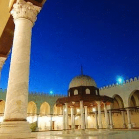 The historic Amr Ibn Al-As Mosque in Old Cairo, Egypt.