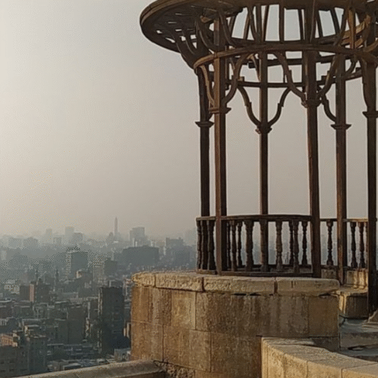 The Citadel of Saladin in Cairo, Egypt, overlooking the city skyline.