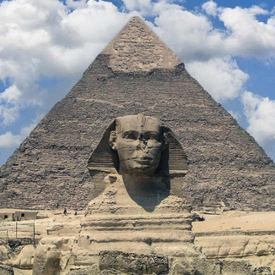 The Great Pyramids of Giza in Cairo, Egypt iconic ancient wonder and top Egypt travel destination.