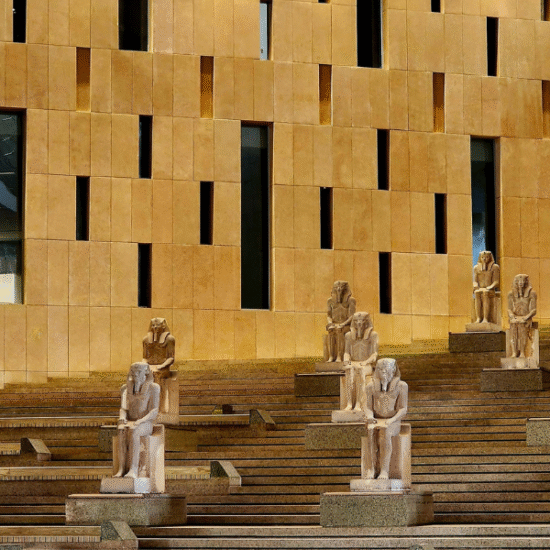 The Grand Egyptian Museum in Giza, Egypt – modern archaeological museum showcasing ancient Egyptian treasures.