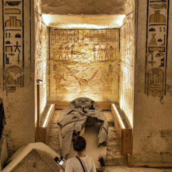The Valley of the Kings in Luxor, Egypt — ancient royal tombs carved into the desert hills.