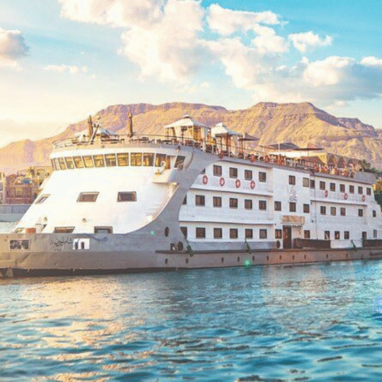 Nile Cruise Cairo Egypt luxury river cruise offering scenic views of ancient landmarks along the Nile.