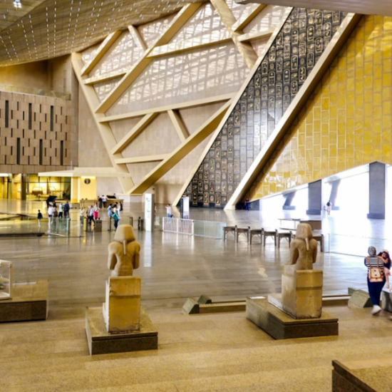 Grand Egyptian Museum exterior view in Cairo, Egypt