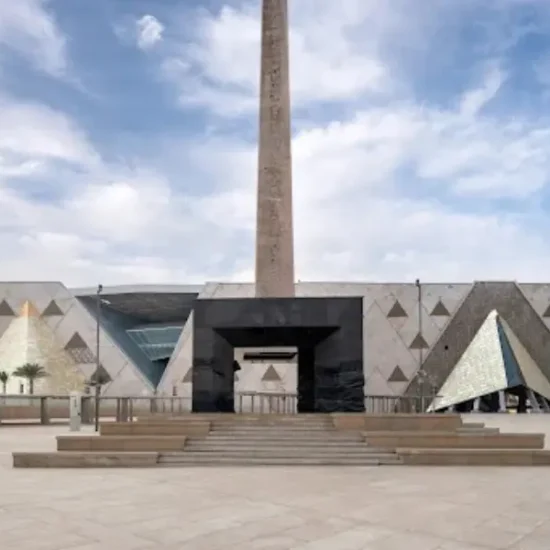 Grand Egyptian Museum exterior during a daytime Cairo tour