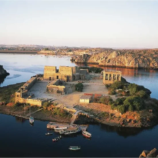 Philae Temple on its island in Aswan during daytime