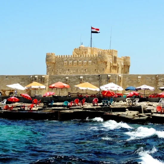 Qaitbay Citadel overlooking the Mediterranean Sea in Alexandria