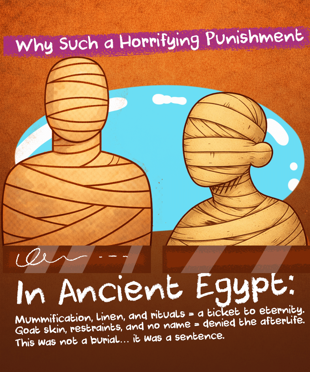 Ancient Egyptian punishment denying the afterlife through improper burial rituals.