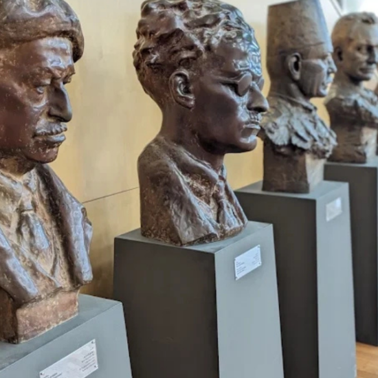 Statues inside Bibliotheca Alexandrina