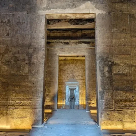 Edfu Temple illuminated at night