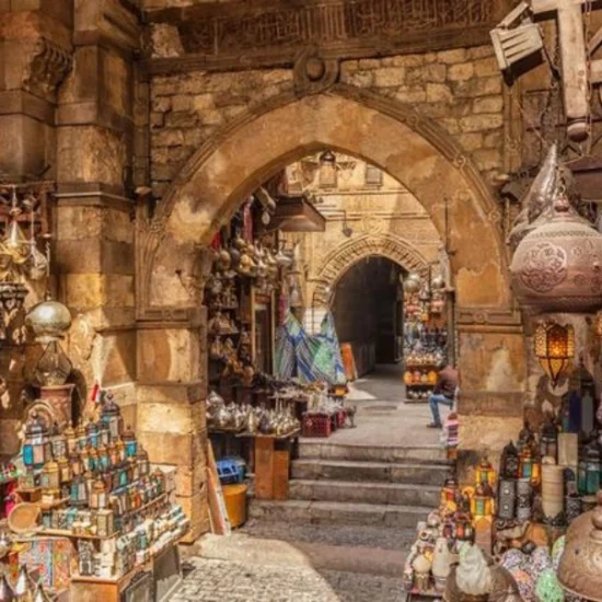 Khan El Khalili bazaar during the daytime as a part of our 9 Days Cairo, Aswan, Luxor and Hurghada Family Tour