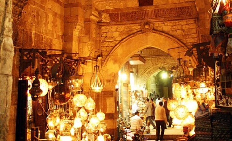 Khan El Khalili bazaar at night