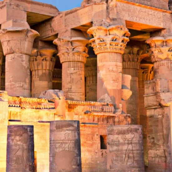 Kom Ombo Temple illuminated at night