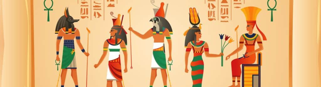 Ilustración de dioses del Antiguo Egipto